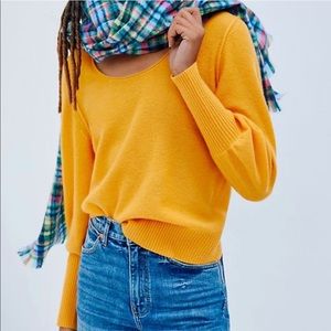 Maeve by Anthro Bedford Cashmere Sweater Yellow Gold Sz 1x Cozy Holidays